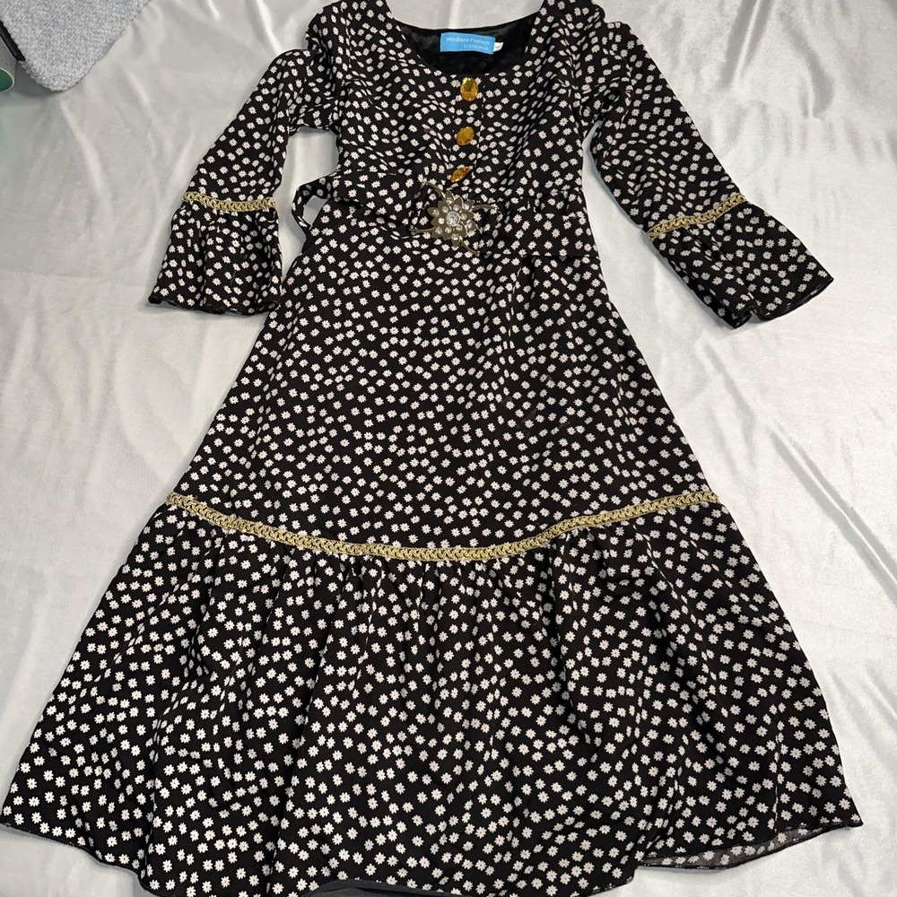 Vintage Wardhere Fashion Black Dress Size 4 Gem Buttons Belt - Picture 1 of 12